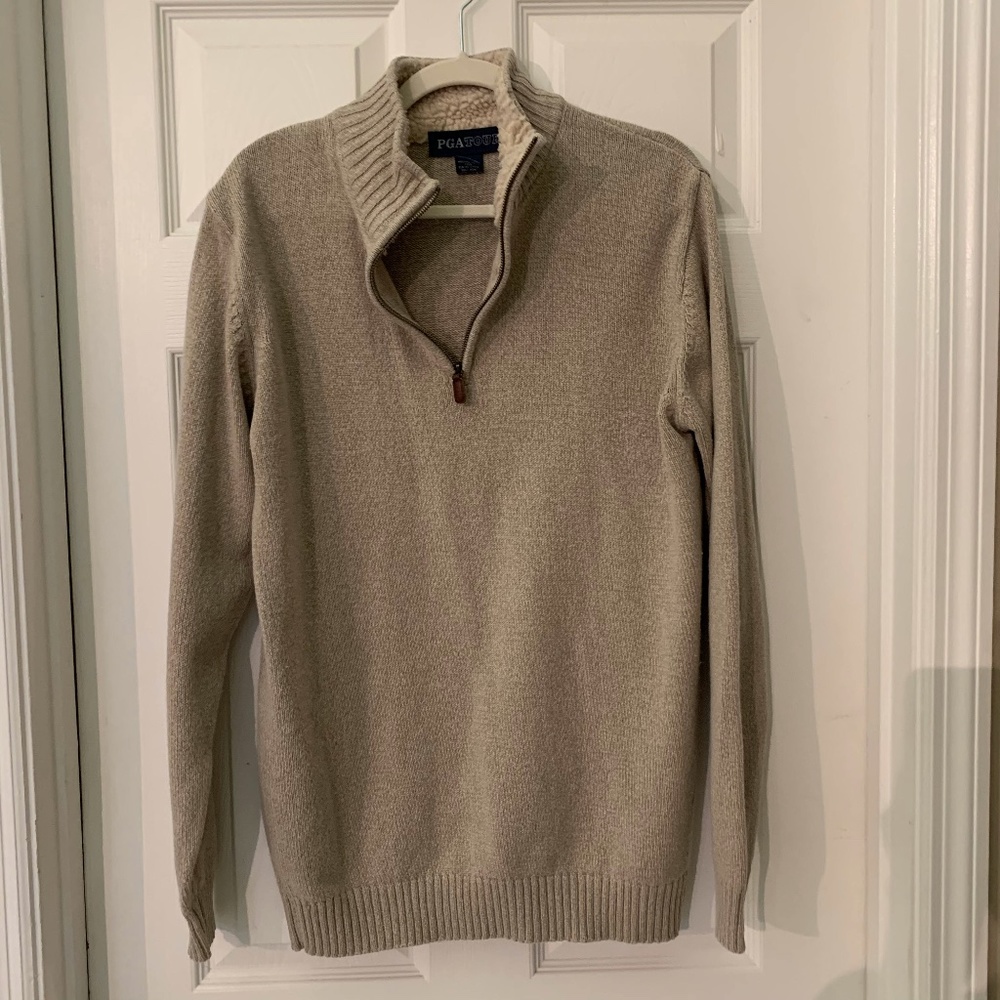 3/ $25 PGA Tour Sweater 1/4 Zip M Sherpa Collar